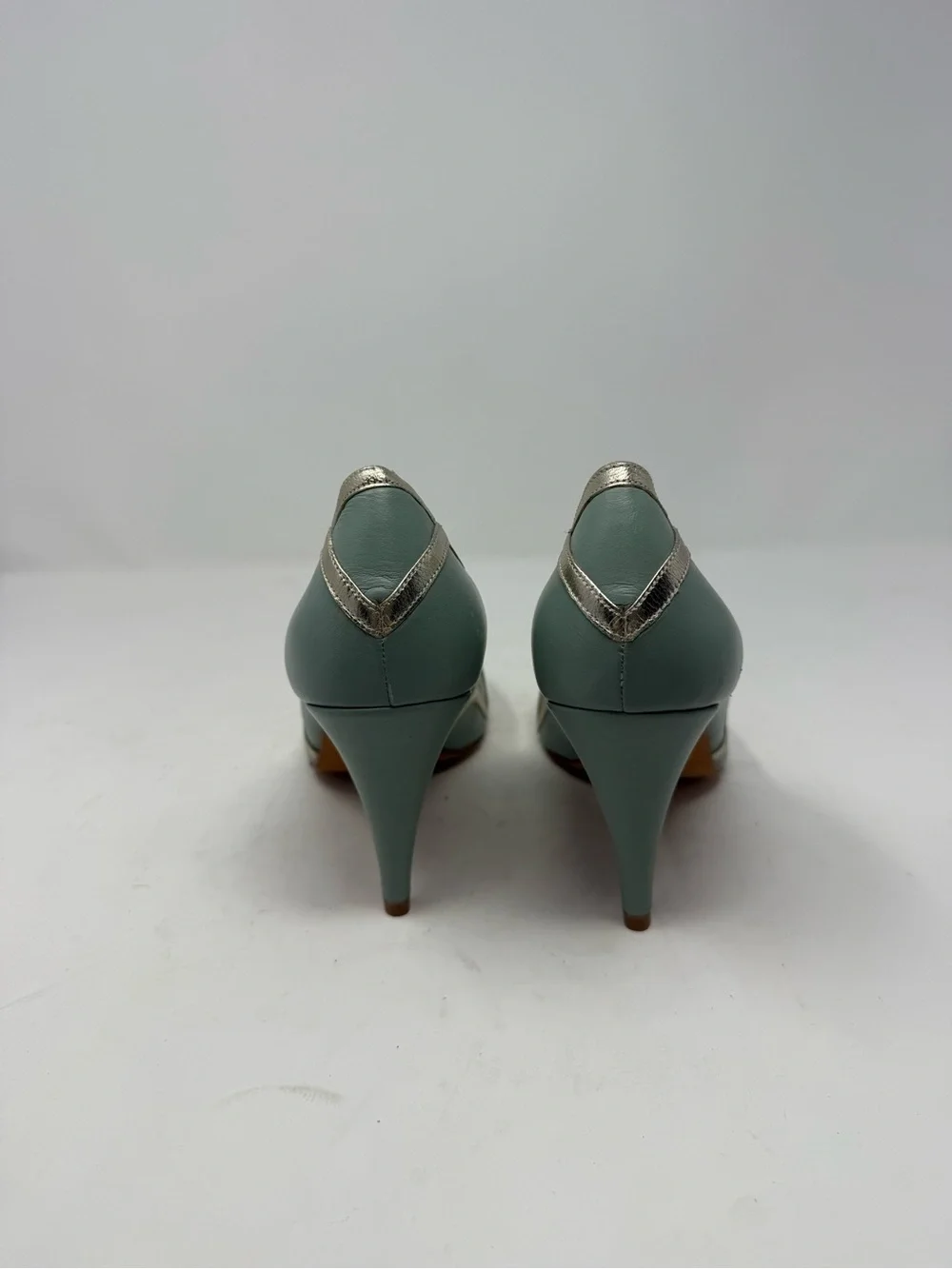 Rachel Simpson Isabelle Mint Leather Vintage Peep Toe Heel Size US 9
